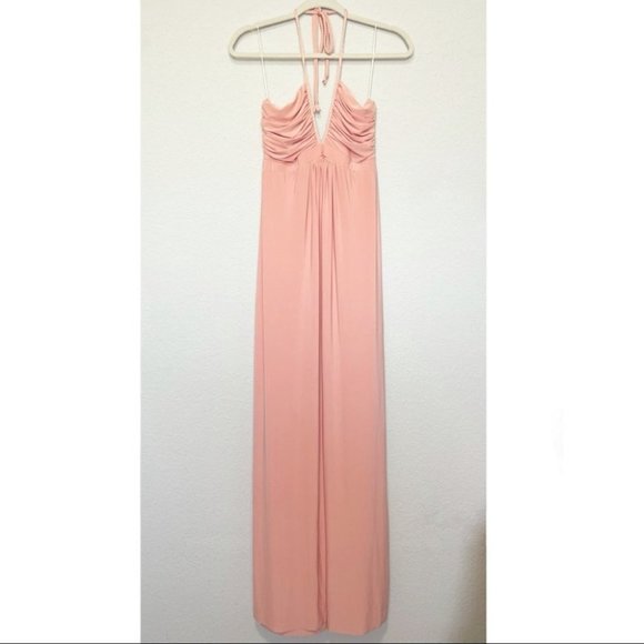 Misa Los Angeles Anya Deep V Ruched Halter Dress - Picture 2 of 9